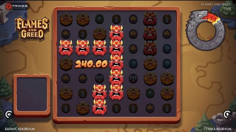 Flames and Greed - grote winst in het basisspel